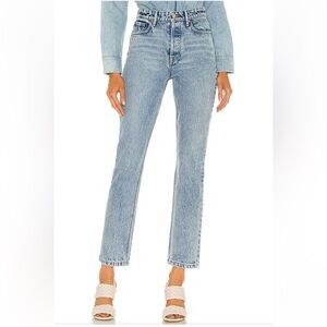 GRLFRND Karolina Jeans High Rise Straight Crop Larchmont crop denim Revolve 27